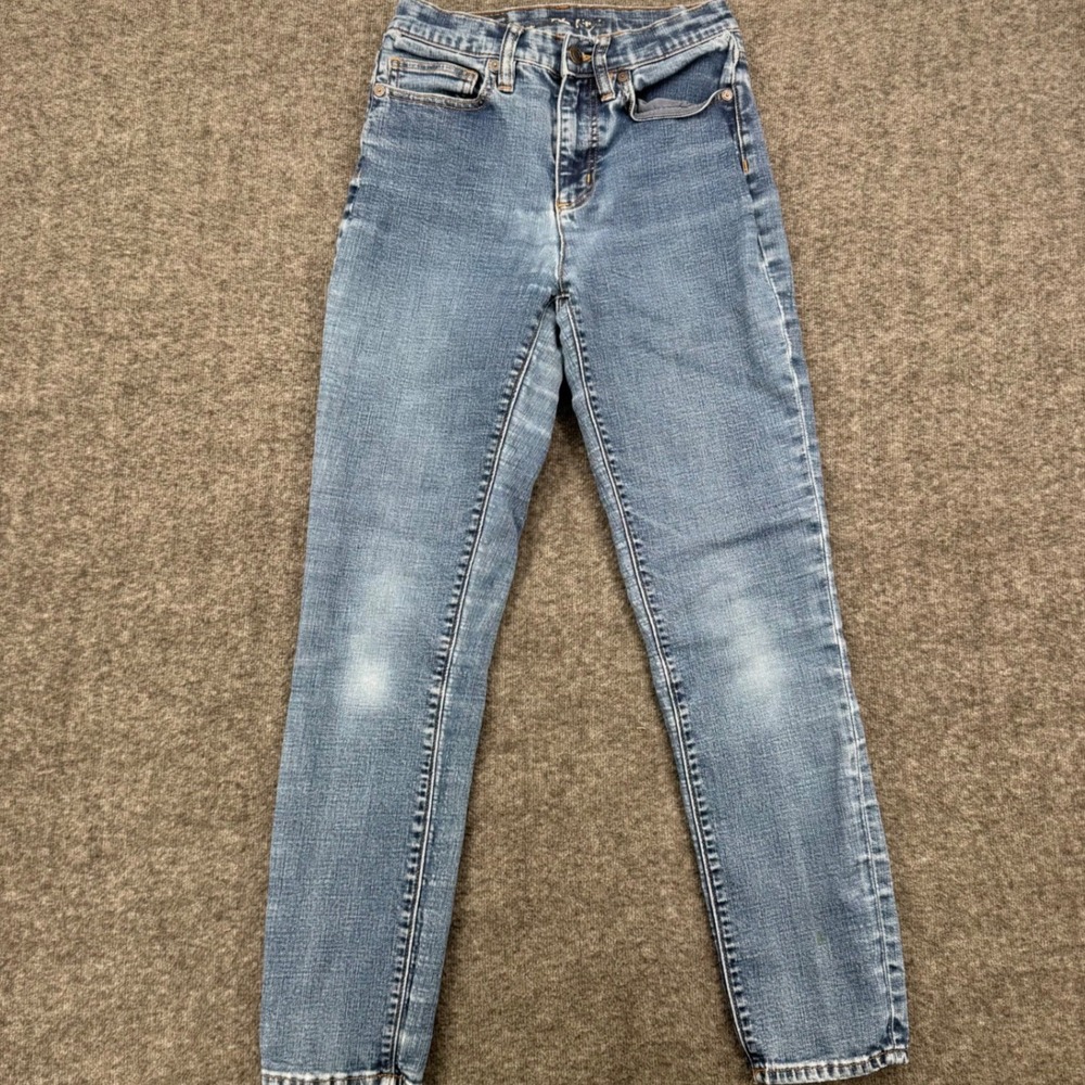 Lands End Womens High Rise Skinny Jeans Medium Wash Blue Stretch Denim Size 26
